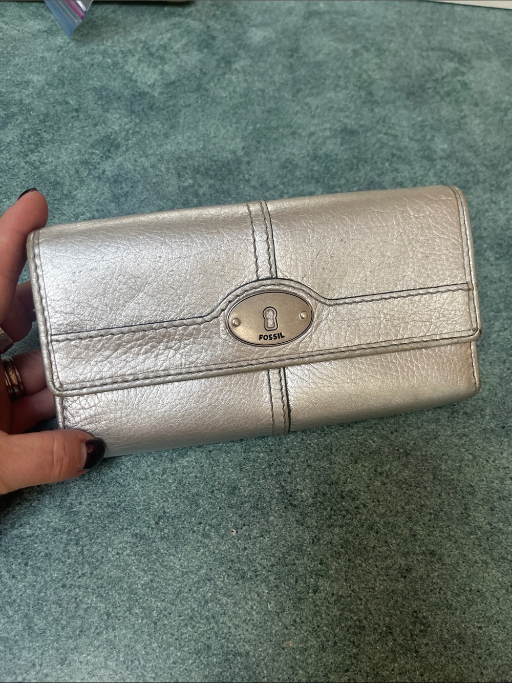 Fossil Silver Leather Wallet
